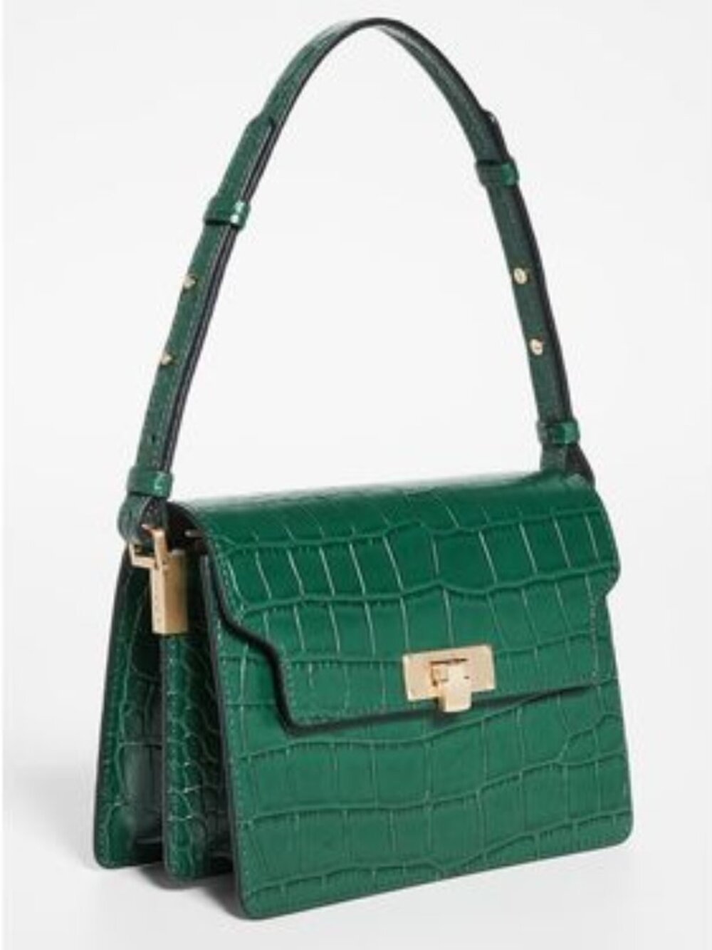 Marge Sherwood Forest Green Brick Croc Embossed Leather Satchel